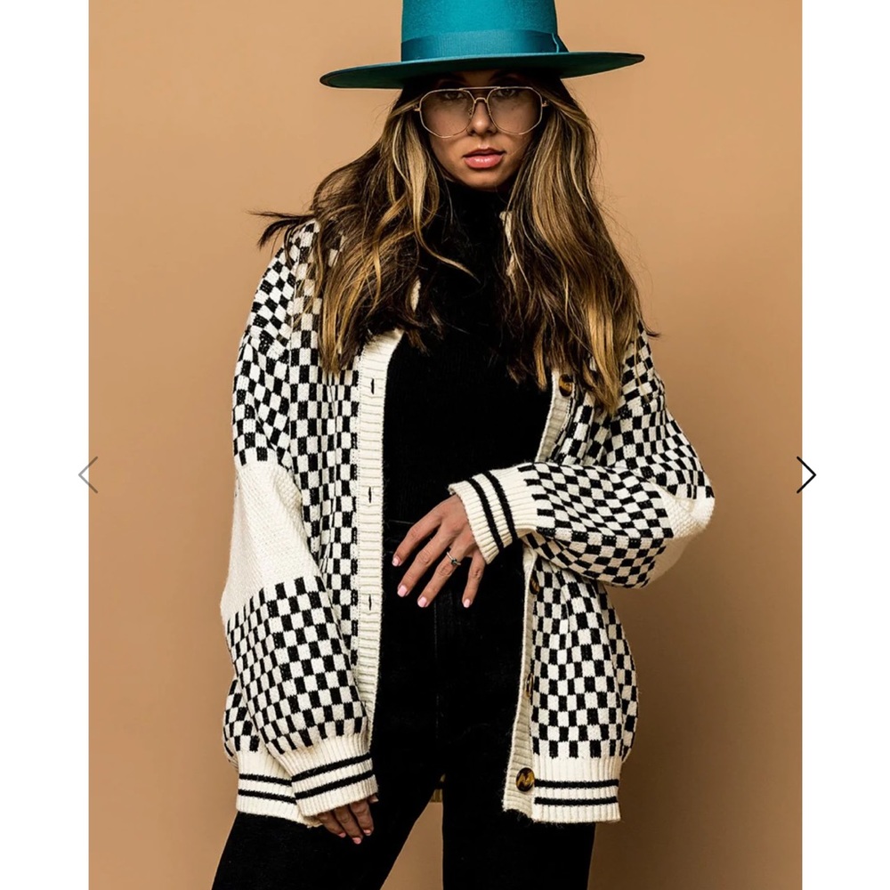 Dressed in LALA Checkered Get What I Want Grandpa Cardigan
